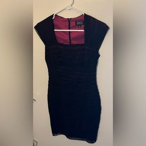 Adrianna Papell Tiered Bandage Dress Sheath Black Pink Illusion Classic Summer